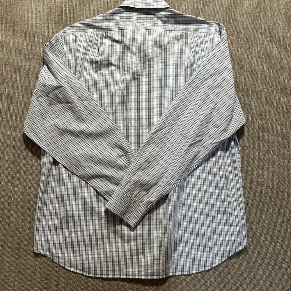 Ralph Lauren Purple Label Button Down Mens XL Blue Plaid Made in Italy Cotton - Picture 5 of 7